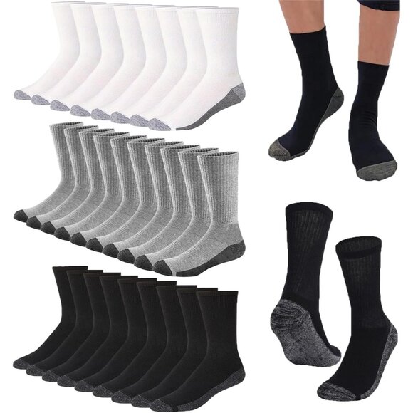 20 Pairs Crew Athletic Socks for Men Moisture Wicking Cushion Crew Socks for Spo - Picture 1 of 5